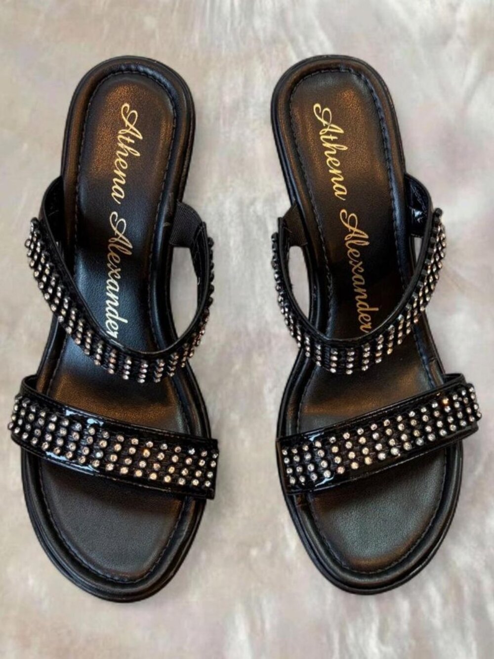 Athena Alexander Rhinestone Leather Wedges